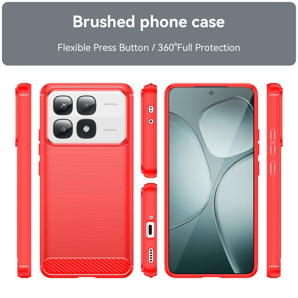 EIDERWOOD Xiaomi 14T Pro Brushed Carbon Fiber Flexible Plastic Case - Red