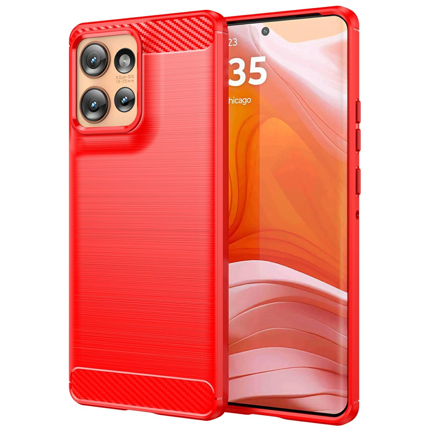 EIDERWOOD Motorola Edge 50 Cover m. Carbon Fiber Texture - Red