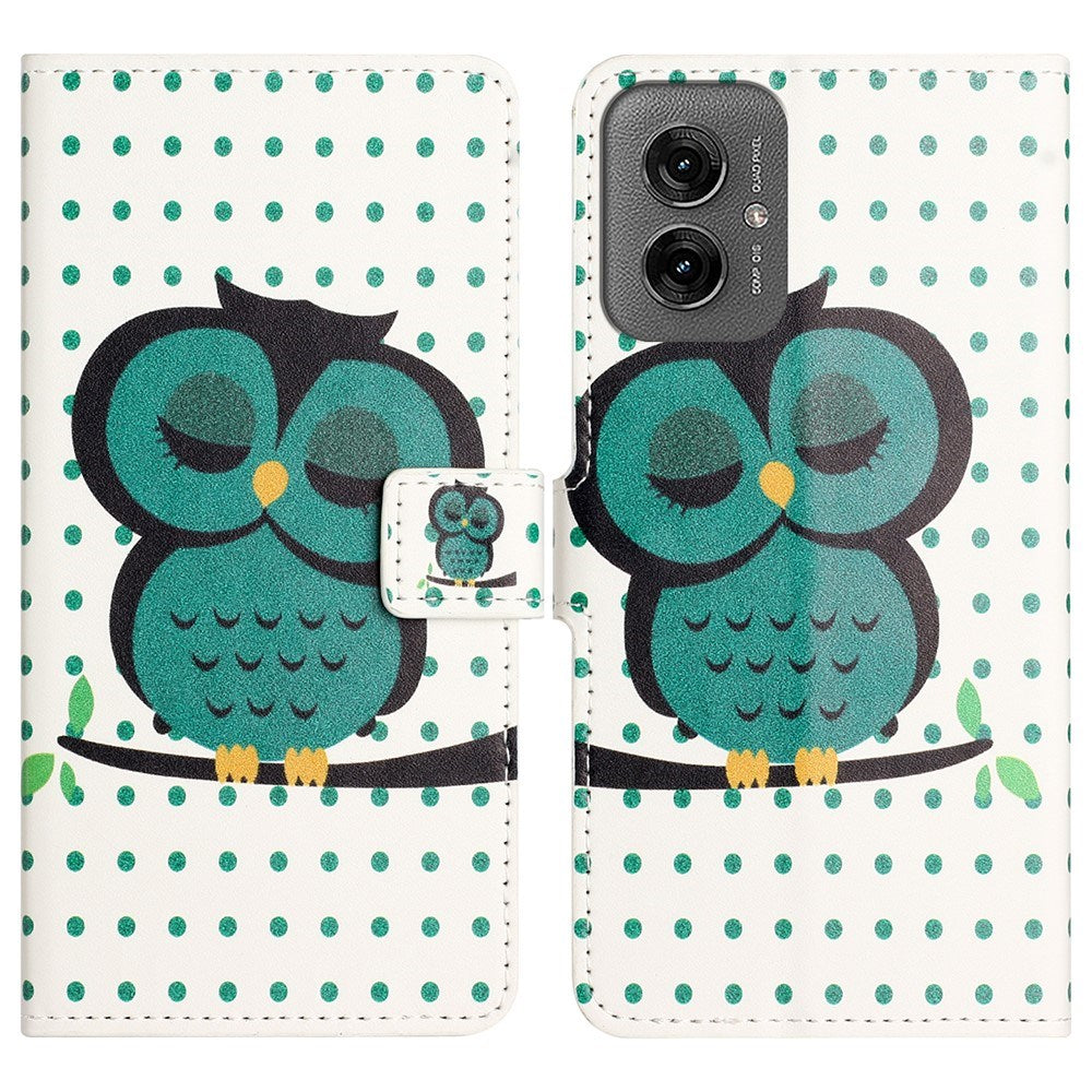 EIDERWOOD Motorola Moto G55 Flip Case with Card Holder and Stand Function - Sleeping Owl