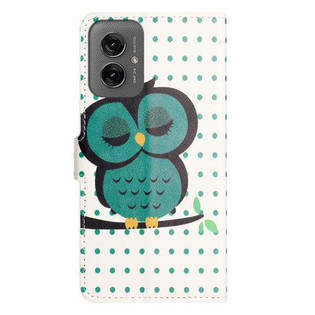 EIDERWOOD Motorola Moto G55 Flip Case with Card Holder and Stand Function - Sleeping Owl