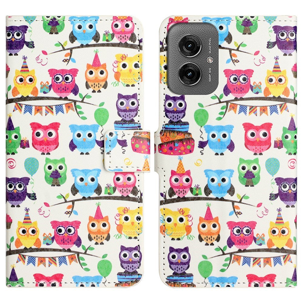 EIDERWOOD Motorola Moto G55 Flip Case with Card Holder and Stand Function - Owls