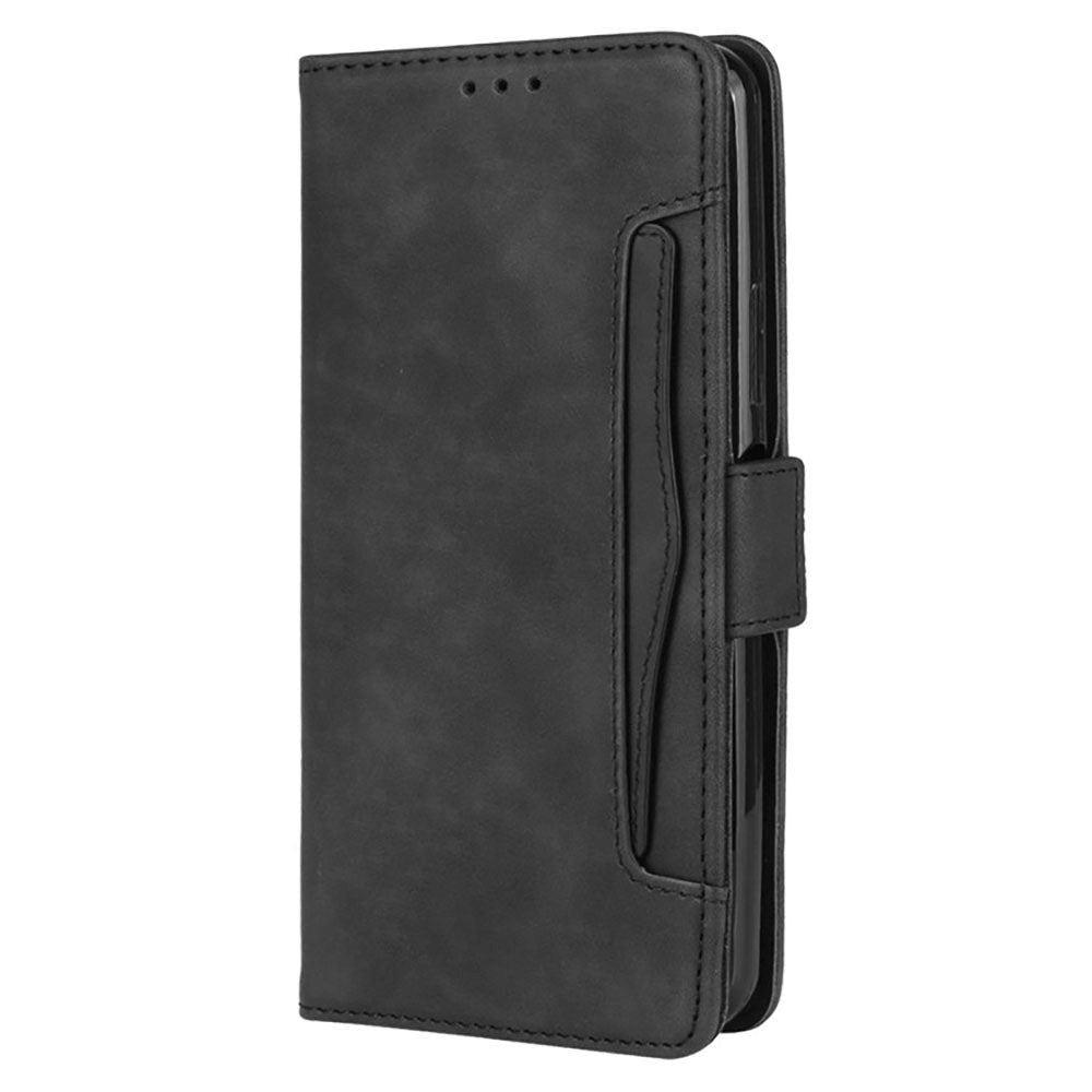 Sony Xperia 5 IV Leather Case w. Stand / Card Holder & Extra Card Pocket - Black