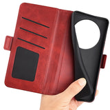 EIDERWOOD Xiaomi Redmi 14C / Poco C75 Faux Leather Flip Case with Cardholder & Stand Function - Red