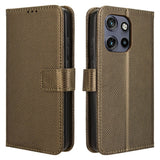 EIDERWOOD Motorola Edge 50 Neo (5G)/Moto S50 (5G)/ThinkPhone 25 (5G) Vegan Leather Flip Case with Diamond Texture - Brown