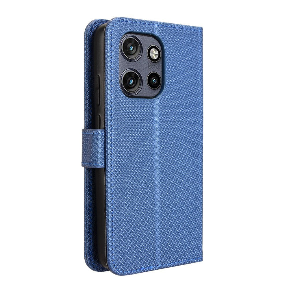 EIDERWOOD Motorola Edge 50 Neo (5G)/Moto S50 (5G)/ThinkPhone 25 (5G) Vegan Leather Flip Case with Diamond Texture - Blue