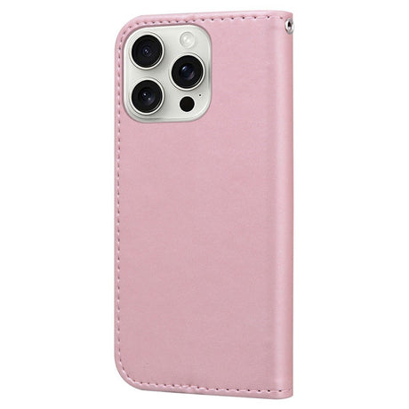 iPhone 16 Pro Faux Leather Flip Case with Character Design - Pink