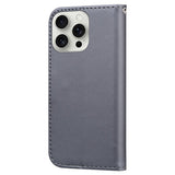 iPhone 16 Pro Faux Leather Flip Case with Character Design - Grey