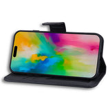 iPhone 16 Pro Faux Leather Flip Case with Character Design - Black