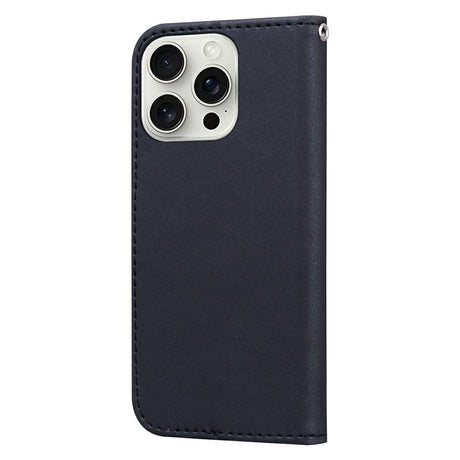 iPhone 16 Pro Faux Leather Flip Case with Character Design - Black