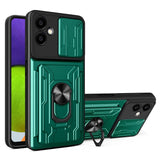 EIDERWOOD Samsung Galaxy A06 Magnetic Tough Case with Kickstand - Cam Slider - Card Holder - Black / Green