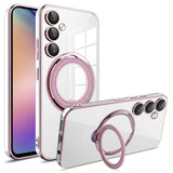 EIDERWOOD Samsung Galaxy A16 (4G/5G) Flexible Plastic Case with Kickstand - MagSafe Compatible - Transparent/Pink