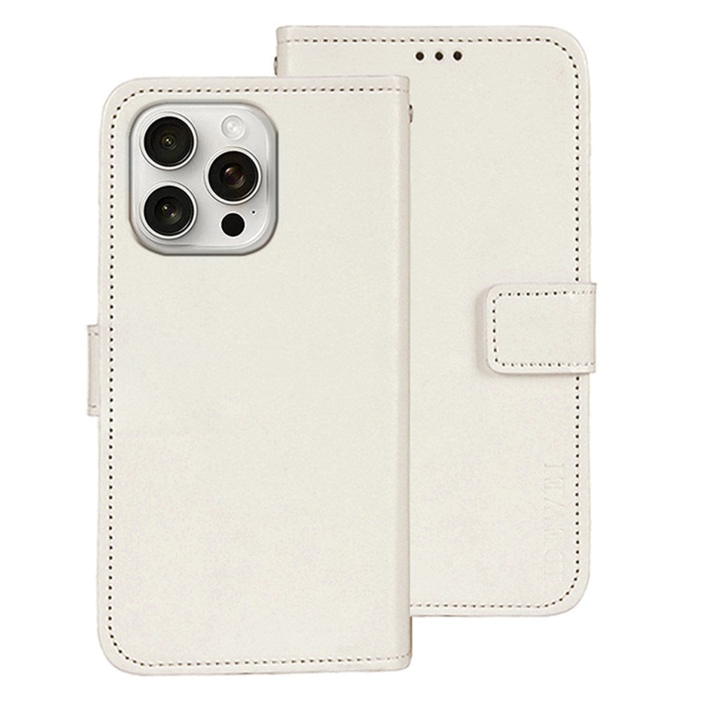 EIDERWOOD iPhone 16 Pro Max Faux Leather Flip Case with Wallet & Stand Function - White