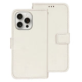 EIDERWOOD iPhone 16 Pro Max Faux Leather Flip Case with Wallet & Stand Function - White
