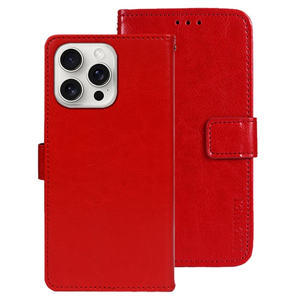 EIDERWOOD iPhone 16 Pro Max Faux Leather Flip Case with Wallet & Stand Function - Red
