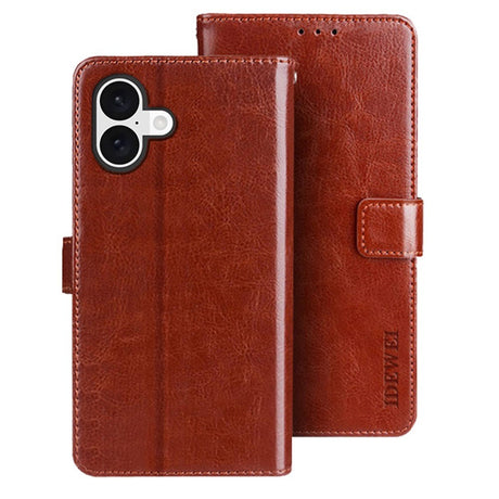 EIDERWOOD iPhone 16 Plus Faux Leather Flip Case with Wallet & Stand Function - Brown