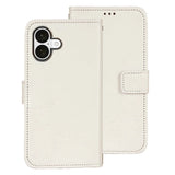 EIDERWOOD iPhone 16 Plus Faux Leather Flip Case with Wallet & Stand Function - White