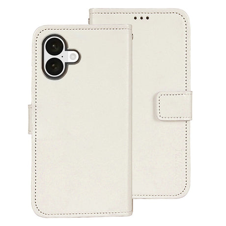 EIDERWOOD iPhone 16 Plus Faux Leather Flip Case with Wallet & Stand Function - White