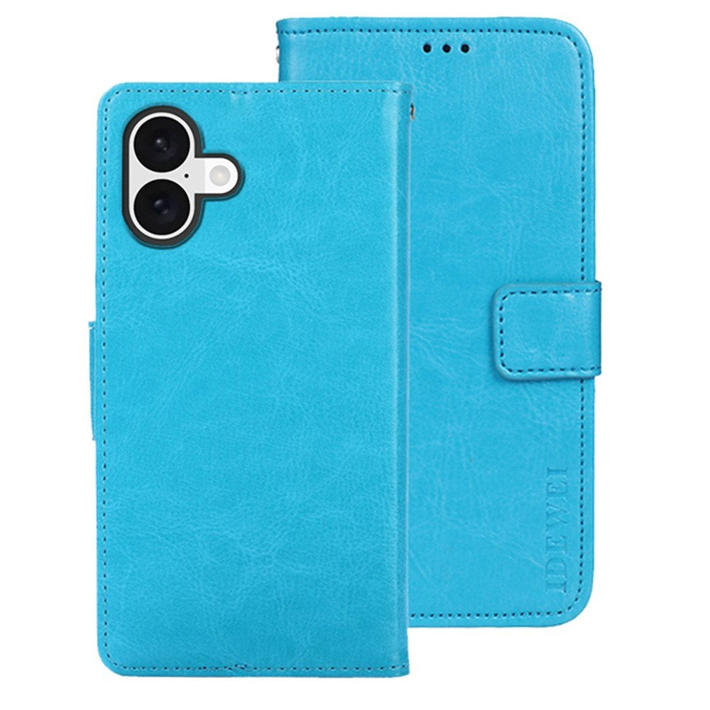 EIDERWOOD iPhone 16 Plus Faux Leather Flip Case with Wallet & Stand Function - Light Blue