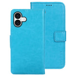 EIDERWOOD iPhone 16 Plus Faux Leather Flip Case with Wallet & Stand Function - Light Blue