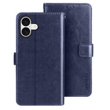 EIDERWOOD iPhone 16 Plus Faux Leather Flip Case with Wallet & Stand Function - Blue