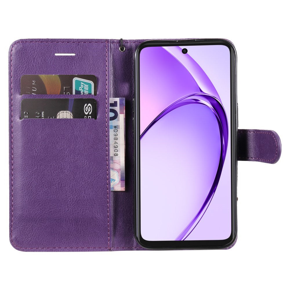 EIDERWOOD Oppo A60 / A40m / A40 Faux Leather Flip Case with Strap - Purple