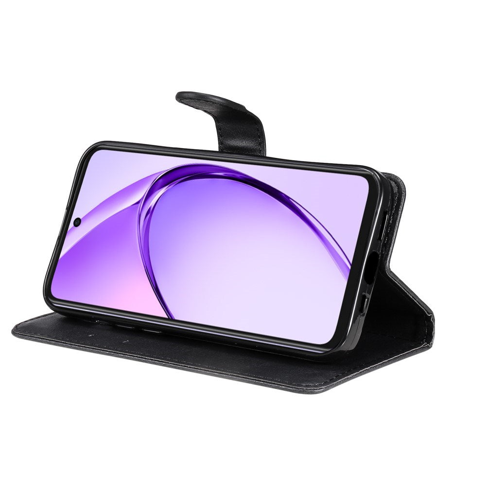 EIDERWOOD Oppo A60 / A40m / A40 Faux Leather Flip Case with Strap - Black