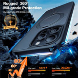 TORRAS iPhone 15 Pro Hybrid Plastic Case with Stand Function - MagSafe Compatible - Black