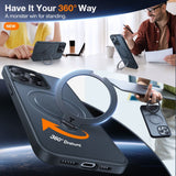 TORRAS iPhone 15 Pro Hybrid Plastic Case with Stand Function - MagSafe Compatible - Black