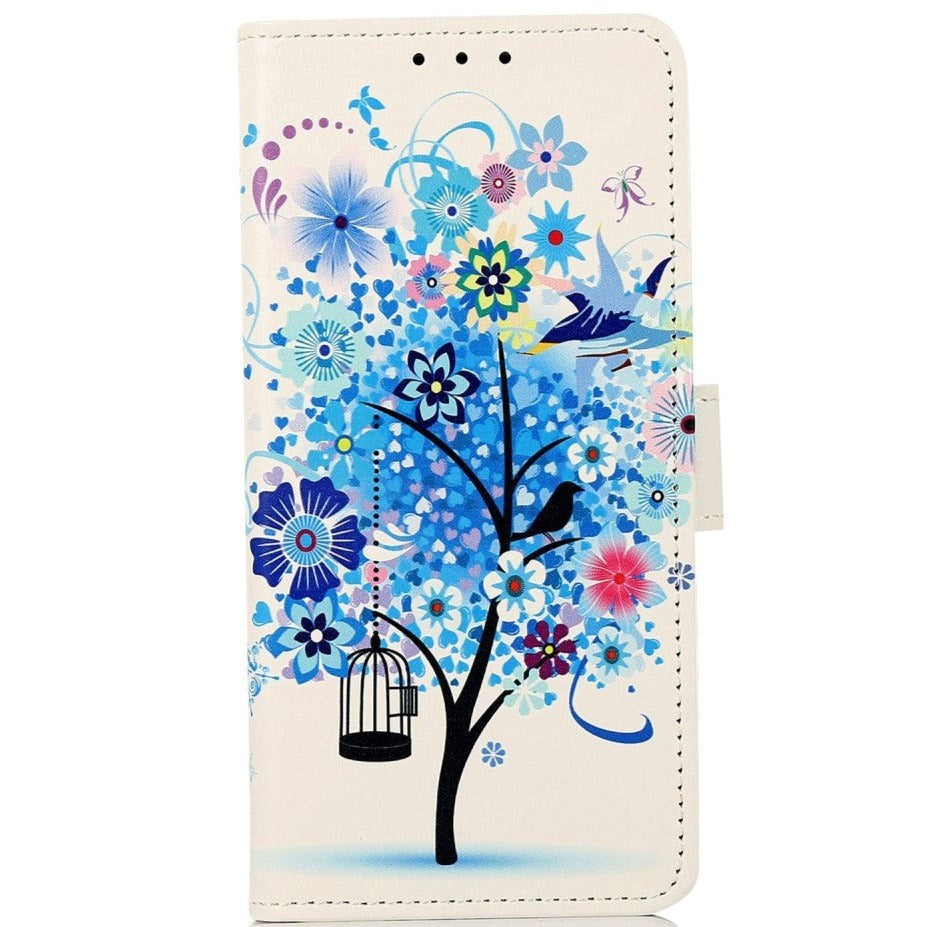 Motorola Edge 30 Neo Leather Wallet Case - Blue Tree