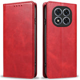 EIDERWOOD Xiaomi Redmi Note 14 Pro 5G Leatherette Case with Card Holder & Magnetic Closure - Red