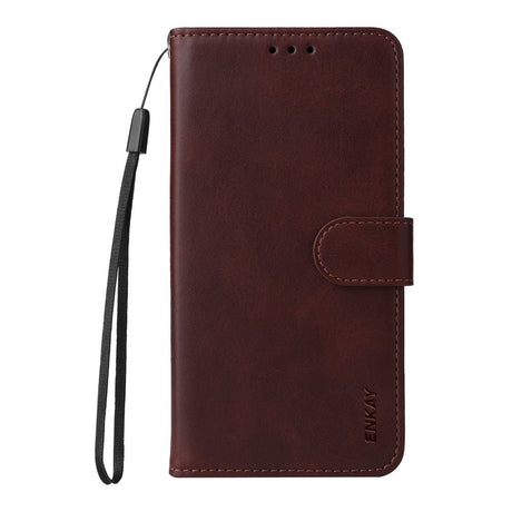 EIDERWOOD Samsung Galaxy S25 / S24 2-in-1 Faux Leather Flip Case with Screen Protector Glass - Brown