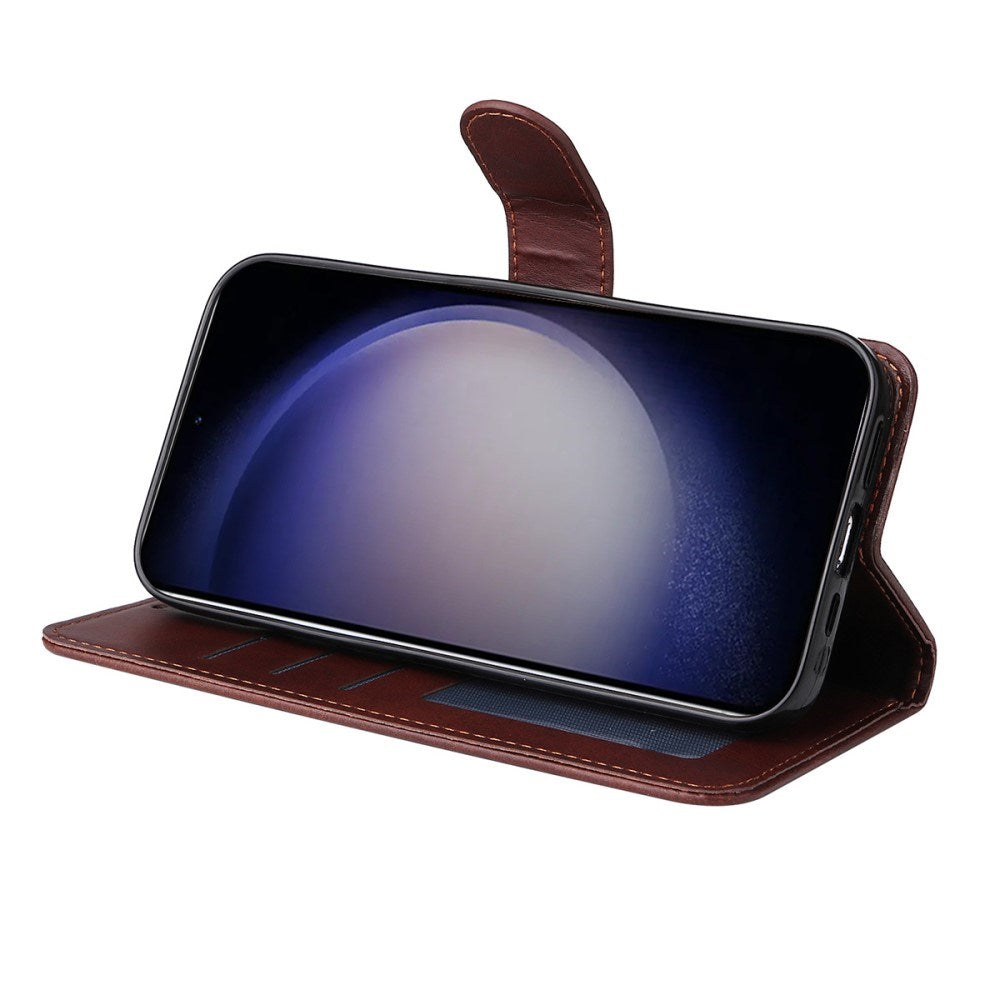 EIDERWOOD Samsung Galaxy S25+ (Plus) / 24+ (Plus) 2-in-1 Faux Leather Flip Case with Screen Protector Glass - Black