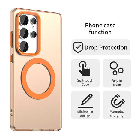 EIDERWOOD Samsung Galaxy S25 Ultra Hybrid Plastic Case - MagSafe Compatible - Transparent / Orange