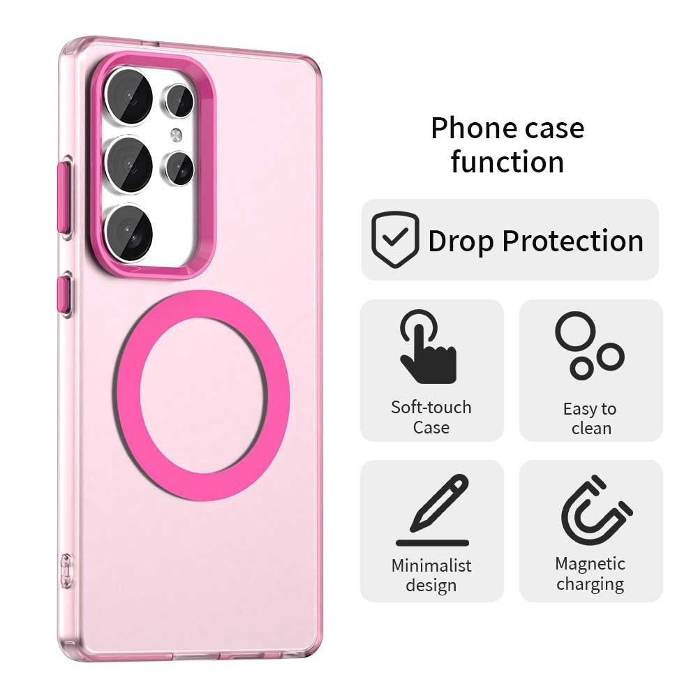 EIDERWOOD Samsung Galaxy S25 Ultra Hybrid Plastic Case - MagSafe Compatible - Transparent / Pink