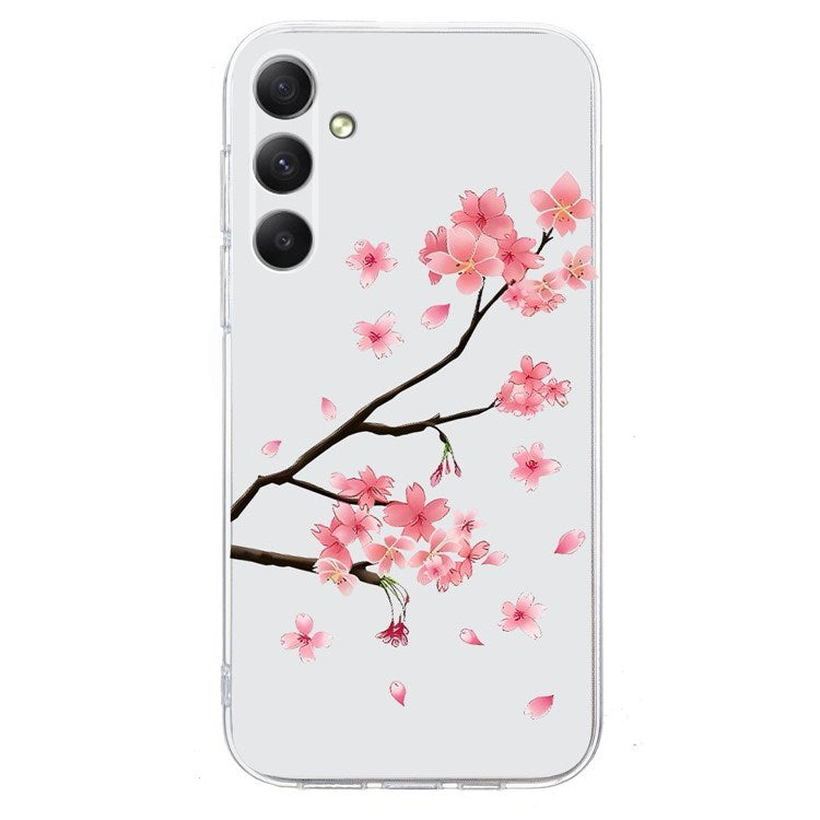 EIDERWOOD Samsung Galaxy S25 FE Flexible Plastic Case with Motif - Transparent / Pink Flowers