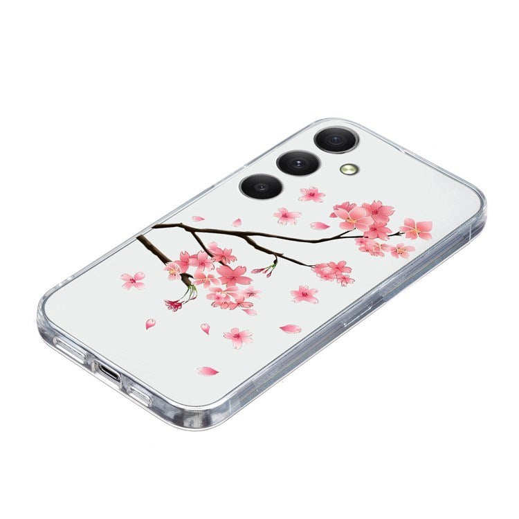EIDERWOOD Samsung Galaxy S25 FE Flexible Plastic Case with Motif - Transparent / Pink Flowers