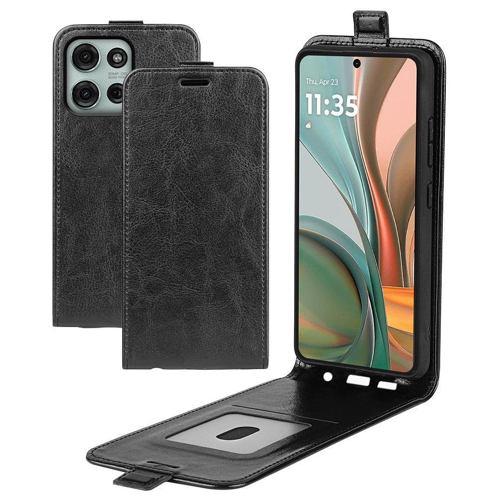 EIDERWOOD Motorola Moto G75 5G Case with Card Slots – Vertical Flip Faux Leather Case - Black