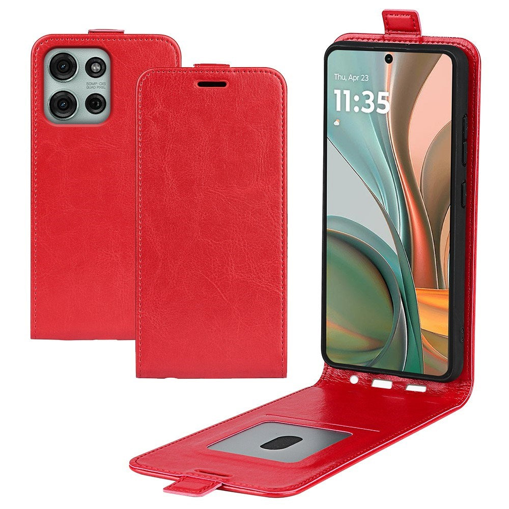 EIDERWOOD Motorola Moto G75 5G Case with Card Slots – Vertical Flip Faux Leather Case - Red