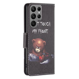 EIDERWOOD Samsung Galaxy S25 Ultra Faux Leather Case with Wallet & Stand Function - "Don't Touch My Phone" Bear