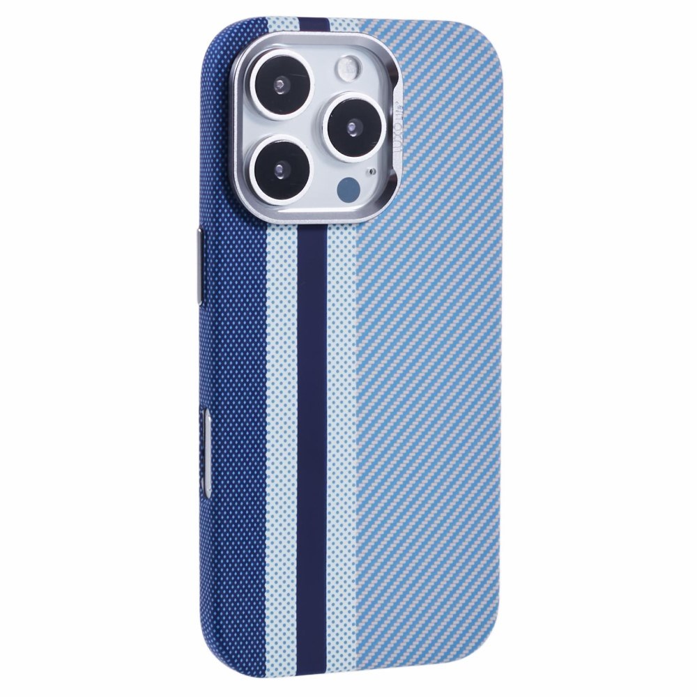 EIDERWOOD Patterned Carbon Case - iPhone 16 Pro - MagSafe Compatible - Blue Stripes