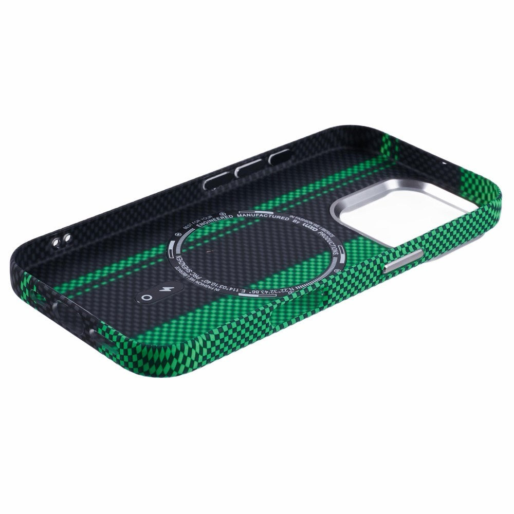 EIDERWOOD Patterned Carbon Case - iPhone 16 Pro - MagSafe Compatible - Green/Black