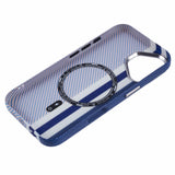 EIDERWOOD Patterned Carbon Case - iPhone 16 - MagSafe Compatible - Blue Stripes