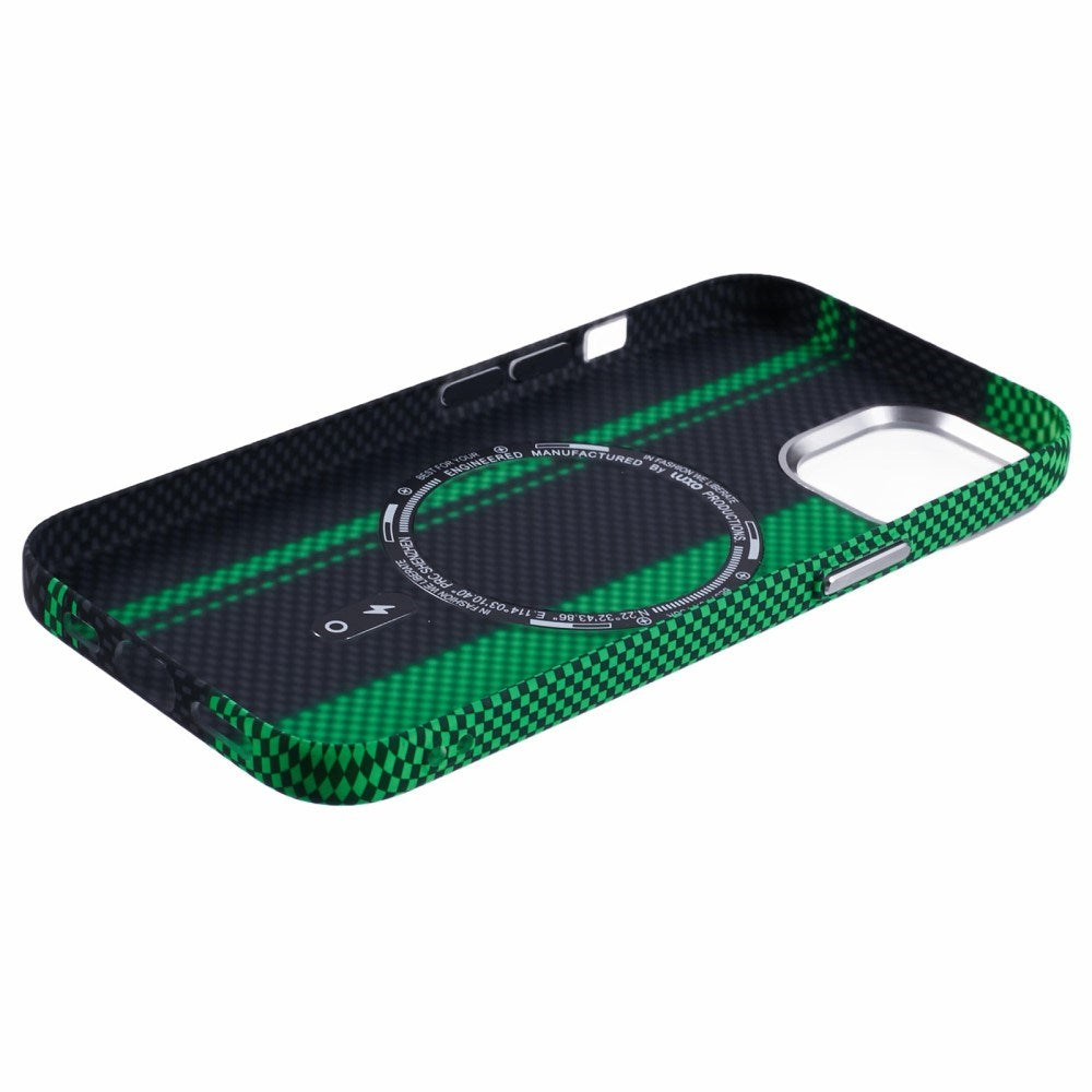 EIDERWOOD Patterned Carbon Case - iPhone 15 - MagSafe Compatible - Green/Black