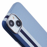 EIDERWOOD Patterned Carbon Case - iPhone 15 - MagSafe Compatible - Blue Stripes