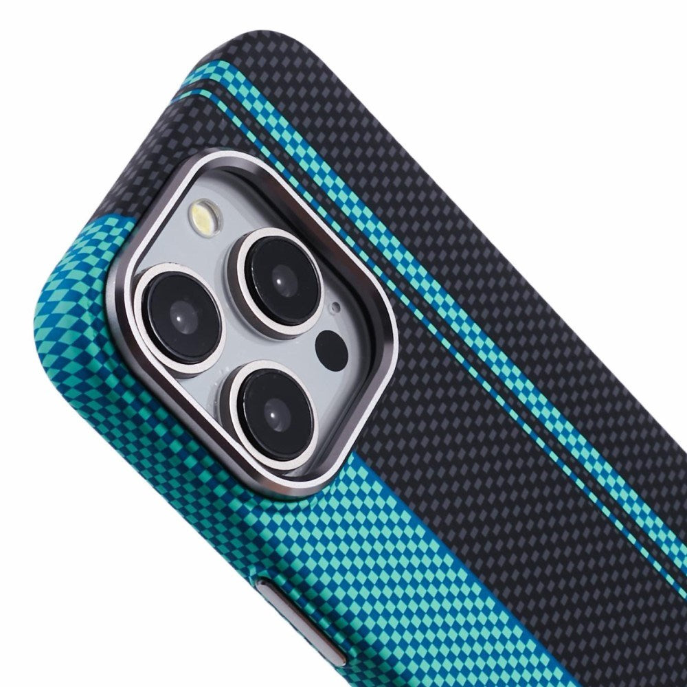 EIDERWOOD Patterned Carbon Case - iPhone 15 Pro - MagSafe Compatible - Blue/Black