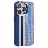 EIDERWOOD Patterned Carbon Case - iPhone 15 Pro - MagSafe Compatible - Blue Stripes