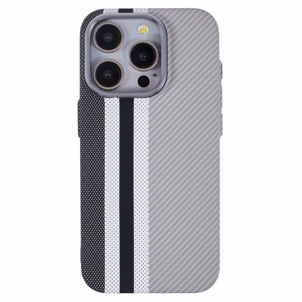 EIDERWOOD iPhone 15 Pro Patterned Carbon Case - MagSafe Compatible - Grey Stripes