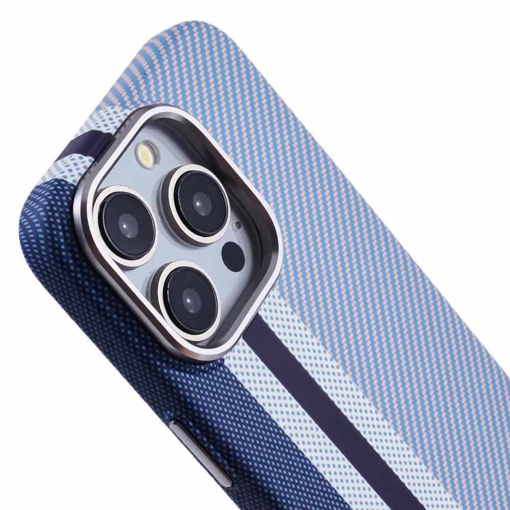 EIDERWOOD Patterned Carbon Case - iPhone 14 Pro - MagSafe Compatible - Blue Stripes