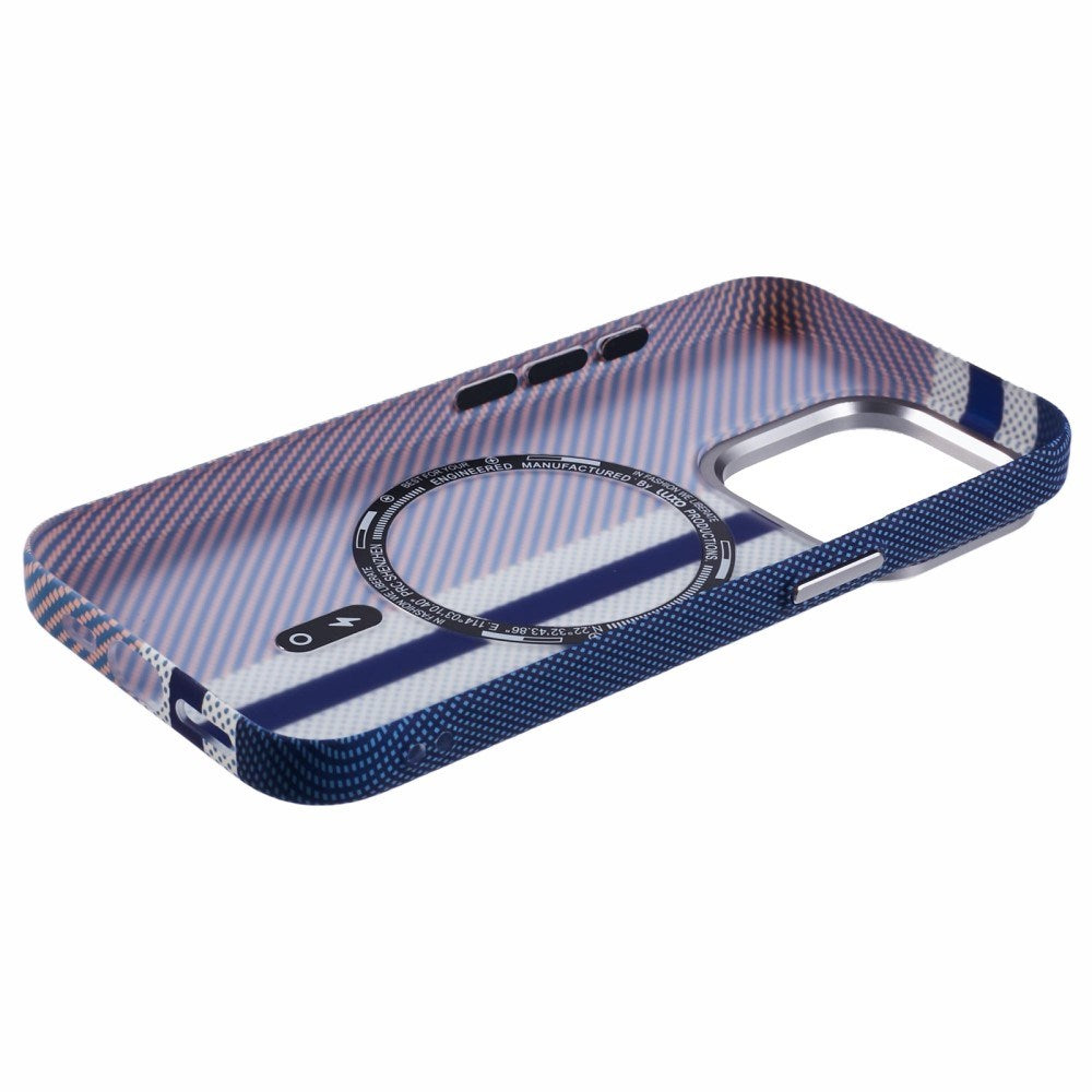 EIDERWOOD Patterned Carbon Case - iPhone 13 Pro - MagSafe Compatible - Blue Stripes