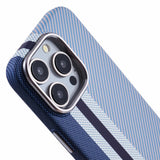 EIDERWOOD Patterned Carbon Case - iPhone 13 Pro - MagSafe Compatible - Blue Stripes